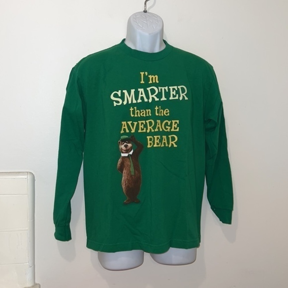 Youth Unisex Vintage 2010 Yogi Bear/The Movie Green Long Sleeved Graphic Tee - Picture 3 of 10